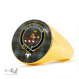Scottish MacAulay Hunting Weathered Clan Tartan Ring - Crest Classic Scottish Plaid Tartan Plaid