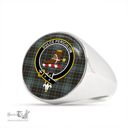 Scottish MacAulay Hunting Weathered Clan Tartan Ring - Crest Classic Scottish Plaid Tartan Plaid