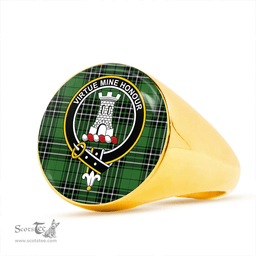 Scottish MacLean of Duart Hunting (Vestiarium Scoticum) Ancient Clan Tartan Ring - Crest Classic Scottish Plaid Tartan Plaid