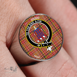 Scottish Ogilvie of Strathallan Modern Clan Tartan Ring - Crest Classic Scottish Plaid Tartan Plaid