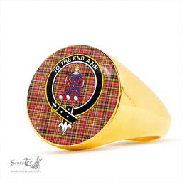 Scottish Ogilvie of Strathallan Modern Clan Tartan Ring - Crest Classic Scottish Plaid Tartan Plaid