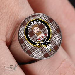 Scottish Menzies Brown & White Weathered Clan Tartan Ring - Crest Classic Scottish Plaid Tartan Plaid