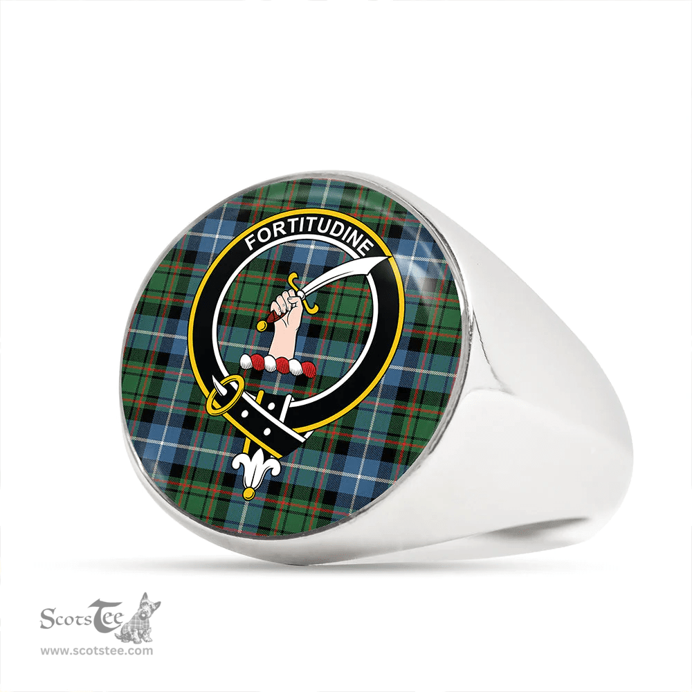 Scottish MacRae Hunting (1715 variant) Ancient Clan Tartan Ring - Crest Classic Scottish Plaid Tartan Plaid