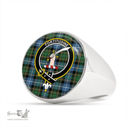 Scottish MacRae Hunting (1715 variant) Ancient Clan Tartan Ring - Crest Classic Scottish Plaid Tartan Plaid