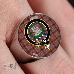 Scottish Innes of Cowie Weathered Clan Tartan Ring - Crest Classic Scottish Plaid Tartan Plaid