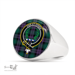 Scottish MacArthur of Milton Modern Clan Tartan Ring - Crest Classic Scottish Plaid Tartan Plaid