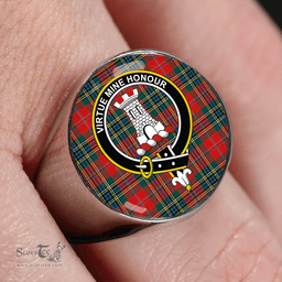 Scottish MacLean of Duart Modern Clan Tartan Ring - Crest Classic Scottish Plaid Tartan Plaid