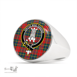 Scottish MacLean of Duart Modern Clan Tartan Ring - Crest Classic Scottish Plaid Tartan Plaid