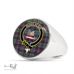 Scottish MacNeil of Barra Old (MacNeill Old) Weathered Clan Tartan Ring - Crest Classic Scottish Plaid Tartan Plaid