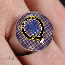 Scottish Ochterlony (Auchterlony) Weathered Clan Tartan Ring - Crest Classic Scottish Plaid Tartan Plaid