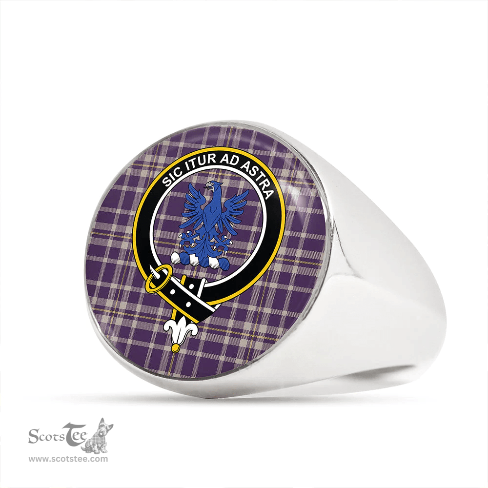 Scottish Ochterlony (Auchterlony) Weathered Clan Tartan Ring - Crest Classic Scottish Plaid Tartan Plaid