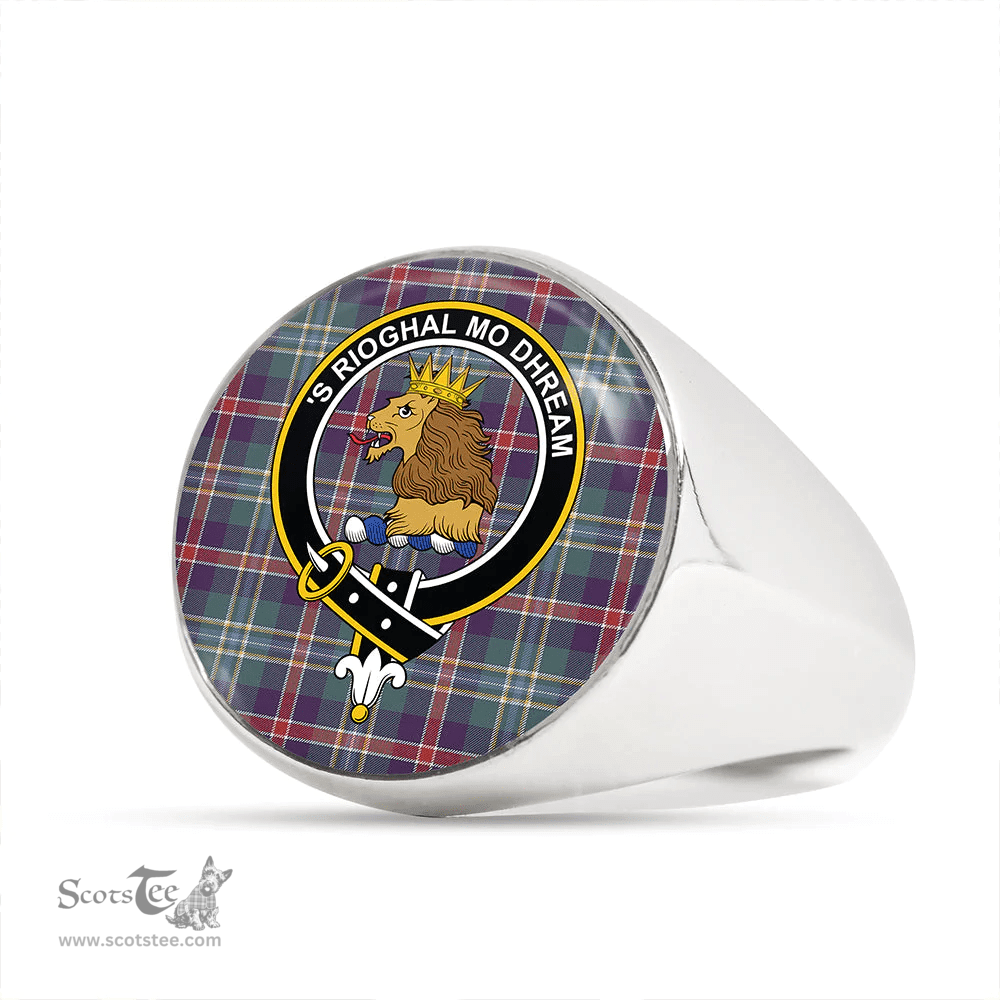 Scottish Mary, Queen of Scots Weathered Clan Tartan Ring - Crest Classic Scottish Plaid Tartan Plaid