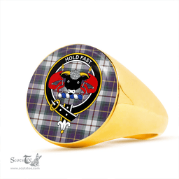 Scottish MacLeod of California Weathered Clan Tartan Ring - Crest Classic Scottish Plaid Tartan Plaid