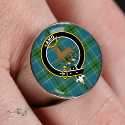 Scottish Scott Green (Sir Walter) Ancient Clan Tartan Ring - Crest Classic Scottish Plaid Tartan Plaid