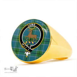 Scottish Scott Green (Sir Walter) Ancient Clan Tartan Ring - Crest Classic Scottish Plaid Tartan Plaid