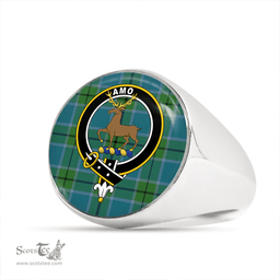 Scottish Scott Green (Sir Walter) Ancient Clan Tartan Ring - Crest Classic Scottish Plaid Tartan Plaid