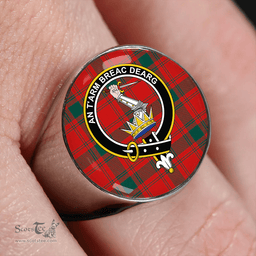 Scottish MacQuarrie (MacGuarie) Modern Clan Tartan Ring - Crest Classic Scottish Plaid Tartan Plaid