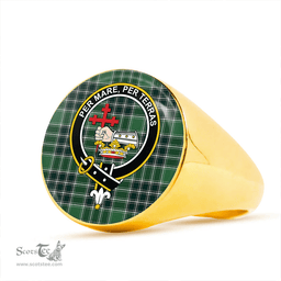 Scottish MacDonald Lord of the Isles; Hunting Modern Clan Tartan Ring - Crest Classic Scottish Plaid Tartan Plaid