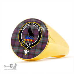 Scottish MacDonell of Glengarry Weathered Clan Tartan Ring - Crest Classic Scottish Plaid Tartan Plaid