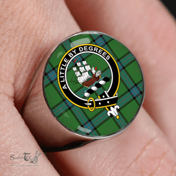 Scottish MacWilliam Hunting (Williamson Hunting) Ancient Clan Tartan Ring - Crest Classic Scottish Plaid Tartan Plaid