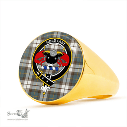 Scottish MacLeod Dress Special Weathered Clan Tartan Ring - Crest Classic Scottish Plaid Tartan Plaid
