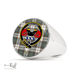 Scottish MacLeod Dress Special Weathered Clan Tartan Ring - Crest Classic Scottish Plaid Tartan Plaid