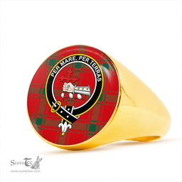 Scottish MacDonald of Sleat (Donald Lord MacDonald) Modern Clan Tartan Ring - Crest Classic Scottish Plaid Tartan Plaid