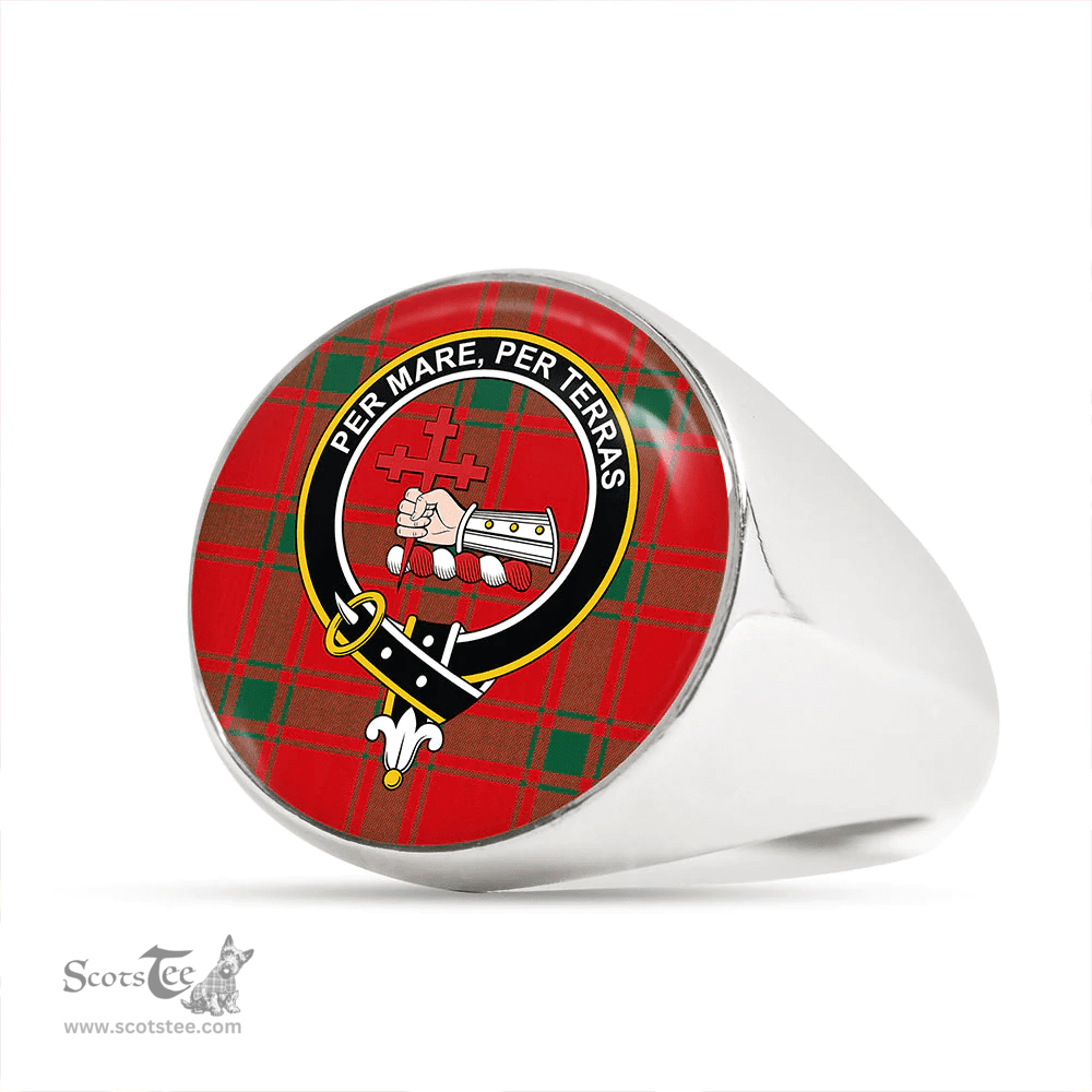 Scottish MacDonald of Sleat (Donald Lord MacDonald) Modern Clan Tartan Ring - Crest Classic Scottish Plaid Tartan Plaid