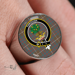 Scottish Hamilton of Clayton Weathered Clan Tartan Ring - Crest Classic Scottish Plaid Tartan Plaid