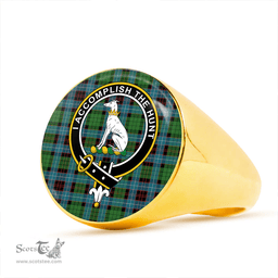 Scottish Hunter of Peebleshire (Michael of Peebleshire) Ancient Clan Tartan Ring - Crest Classic Scottish Plaid Tartan Plaid