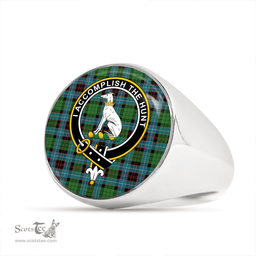 Scottish Hunter of Peebleshire (Michael of Peebleshire) Ancient Clan Tartan Ring - Crest Classic Scottish Plaid Tartan Plaid