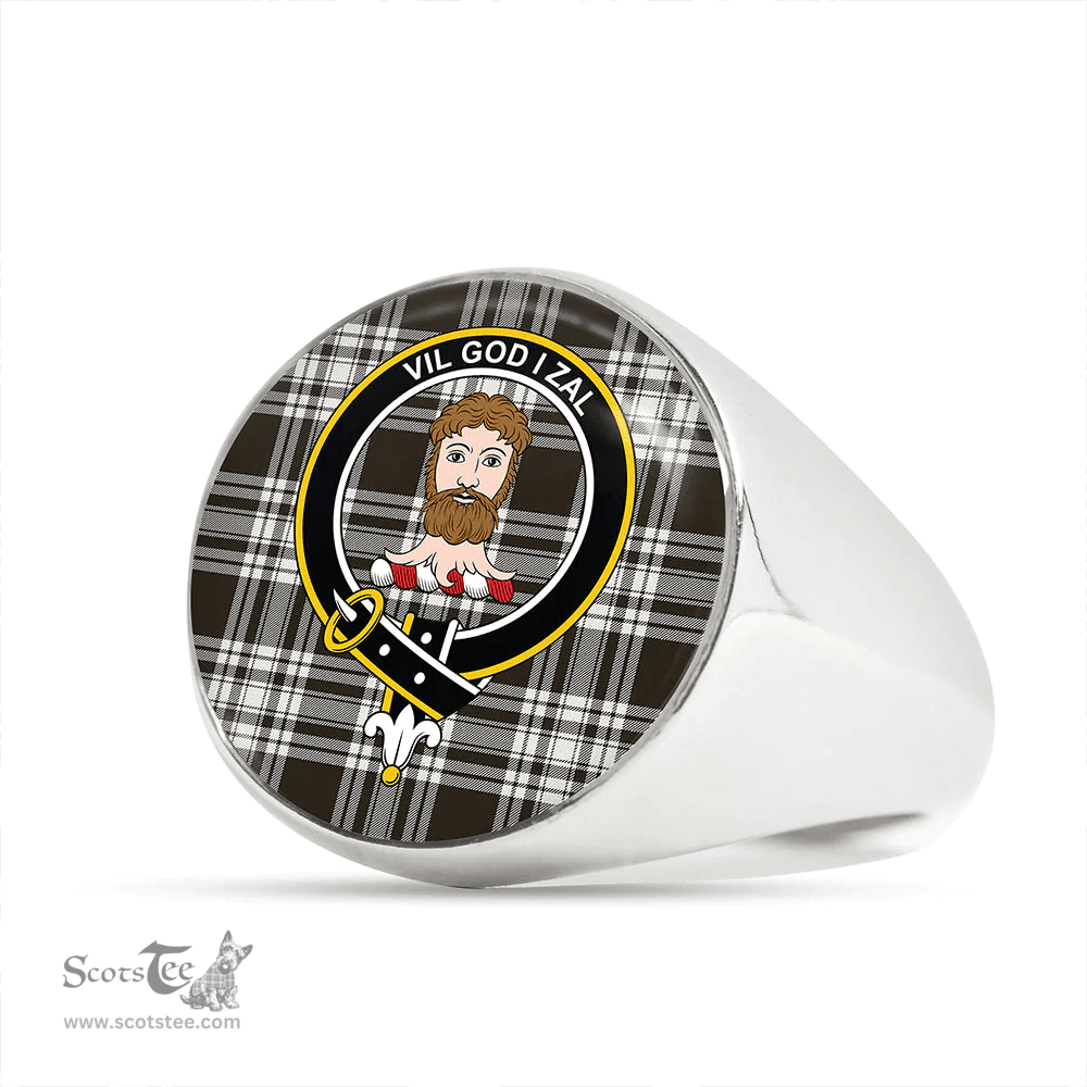 Scottish Menzies 1938 Weathered Clan Tartan Ring - Crest Classic Scottish Plaid Tartan Plaid