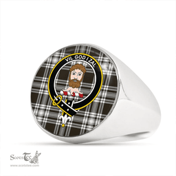 Scottish Menzies 1938 Weathered Clan Tartan Ring - Crest Classic Scottish Plaid Tartan Plaid