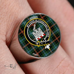 Scottish MacKean Hunting Ancient Clan Tartan Ring - Crest Classic Scottish Plaid Tartan Plaid