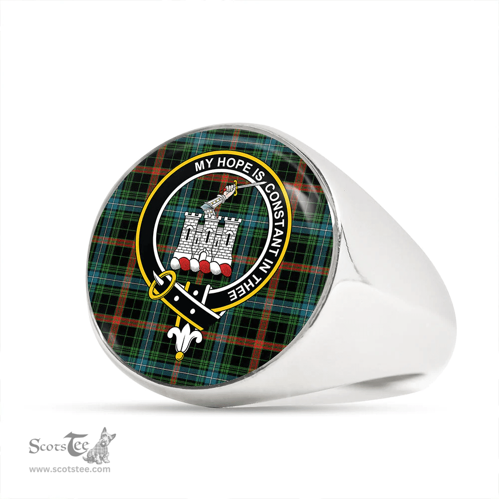 Scottish MacKean Hunting Ancient Clan Tartan Ring - Crest Classic Scottish Plaid Tartan Plaid