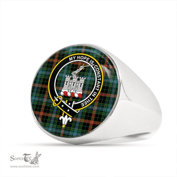 Scottish MacKean Hunting Ancient Clan Tartan Ring - Crest Classic Scottish Plaid Tartan Plaid