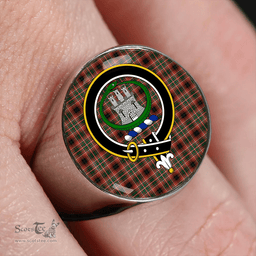 Scottish Innes of Cowie Modern Clan Tartan Ring - Crest Classic Scottish Plaid Tartan Plaid