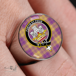 Scottish MacLachlan Chief's Dress; Blue Weathered Clan Tartan Ring - Crest Classic Scottish Plaid Tartan Plaid