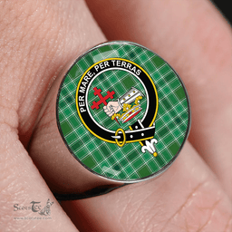 Scottish MacDonald Hunting (Donald Hunting) Modern Clan Tartan Ring - Crest Classic Scottish Plaid Tartan Plaid