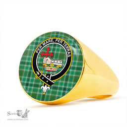 Scottish MacDonald Hunting (Donald Hunting) Modern Clan Tartan Ring - Crest Classic Scottish Plaid Tartan Plaid