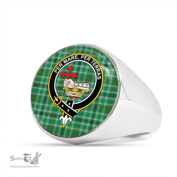 Scottish MacDonald Hunting (Donald Hunting) Modern Clan Tartan Ring - Crest Classic Scottish Plaid Tartan Plaid