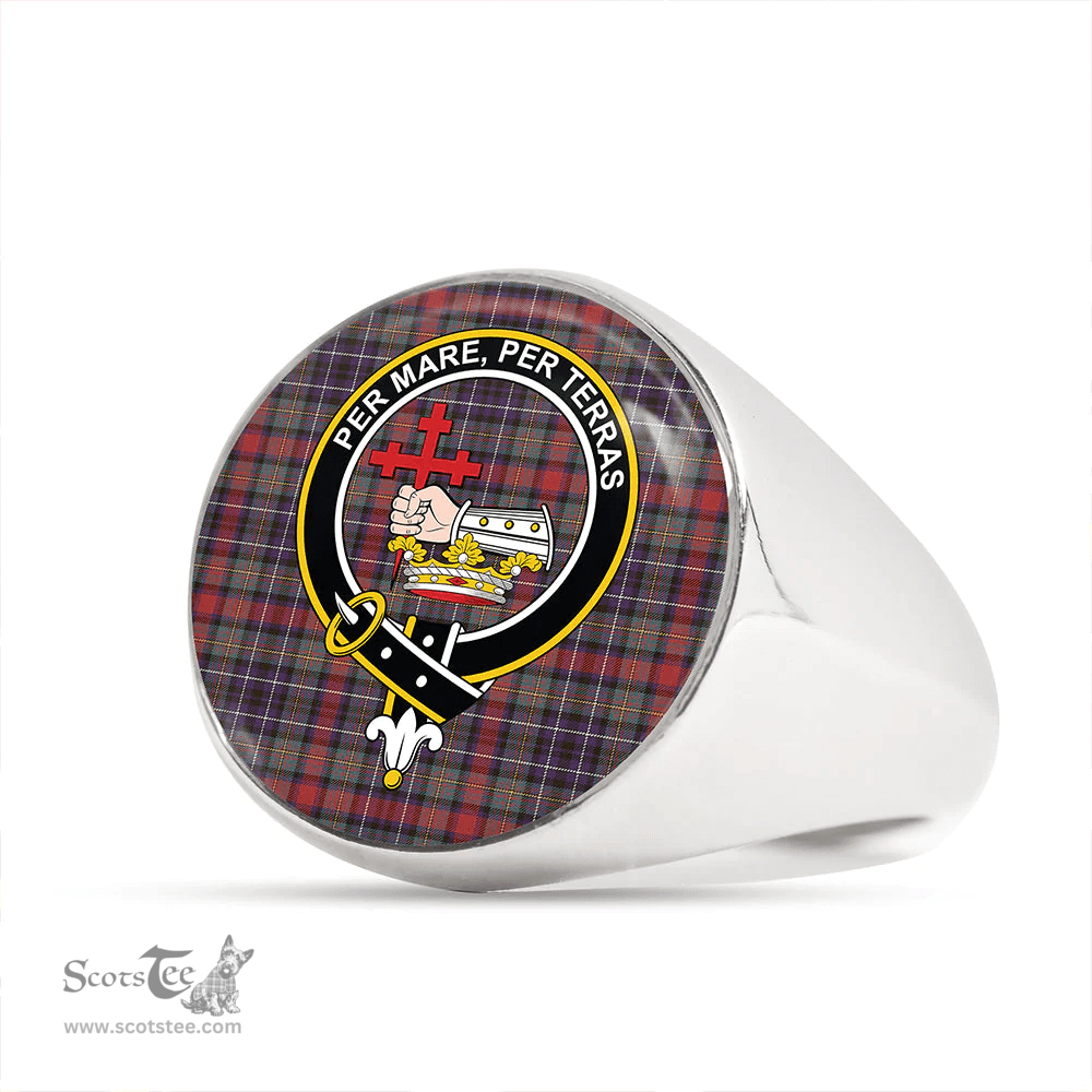 Scottish MacDonald of P.E. Island (Donald of P.E. Island) Weathered Clan Tartan Ring - Crest Classic Scottish Plaid Tartan Plaid