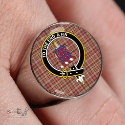 Scottish Ogilvie of Airlie Weathered Clan Tartan Ring - Crest Classic Scottish Plaid Tartan Plaid