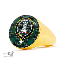 Scottish MacLean of Duart Hunting (Vestiarium Scoticum) Modern Clan Tartan Ring - Crest Classic Scottish Plaid Tartan Plaid