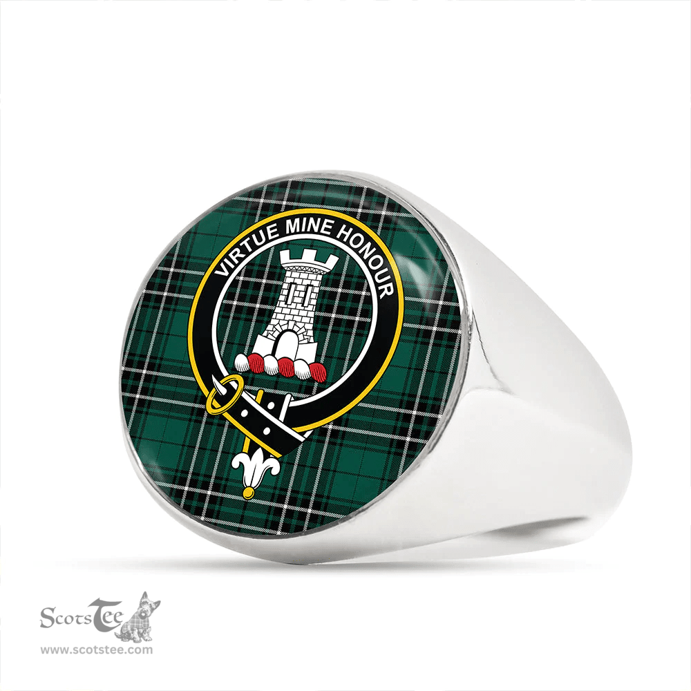 Scottish MacLean of Duart Hunting (Vestiarium Scoticum) Modern Clan Tartan Ring - Crest Classic Scottish Plaid Tartan Plaid