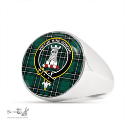 Scottish MacLean of Duart Hunting (Vestiarium Scoticum) Modern Clan Tartan Ring - Crest Classic Scottish Plaid Tartan Plaid
