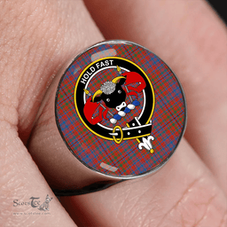 Scottish MacLeod of Tullibardine (Red MacLeod) Ancient Clan Tartan Ring - Crest Classic Scottish Plaid Tartan Plaid