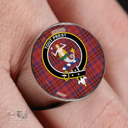 Scottish Murray of Abercairney James #2 (Murray of Abercairney; James #2) Weathered Clan Tartan Ring - Crest Classic Scottish Plaid Tartan Plaid