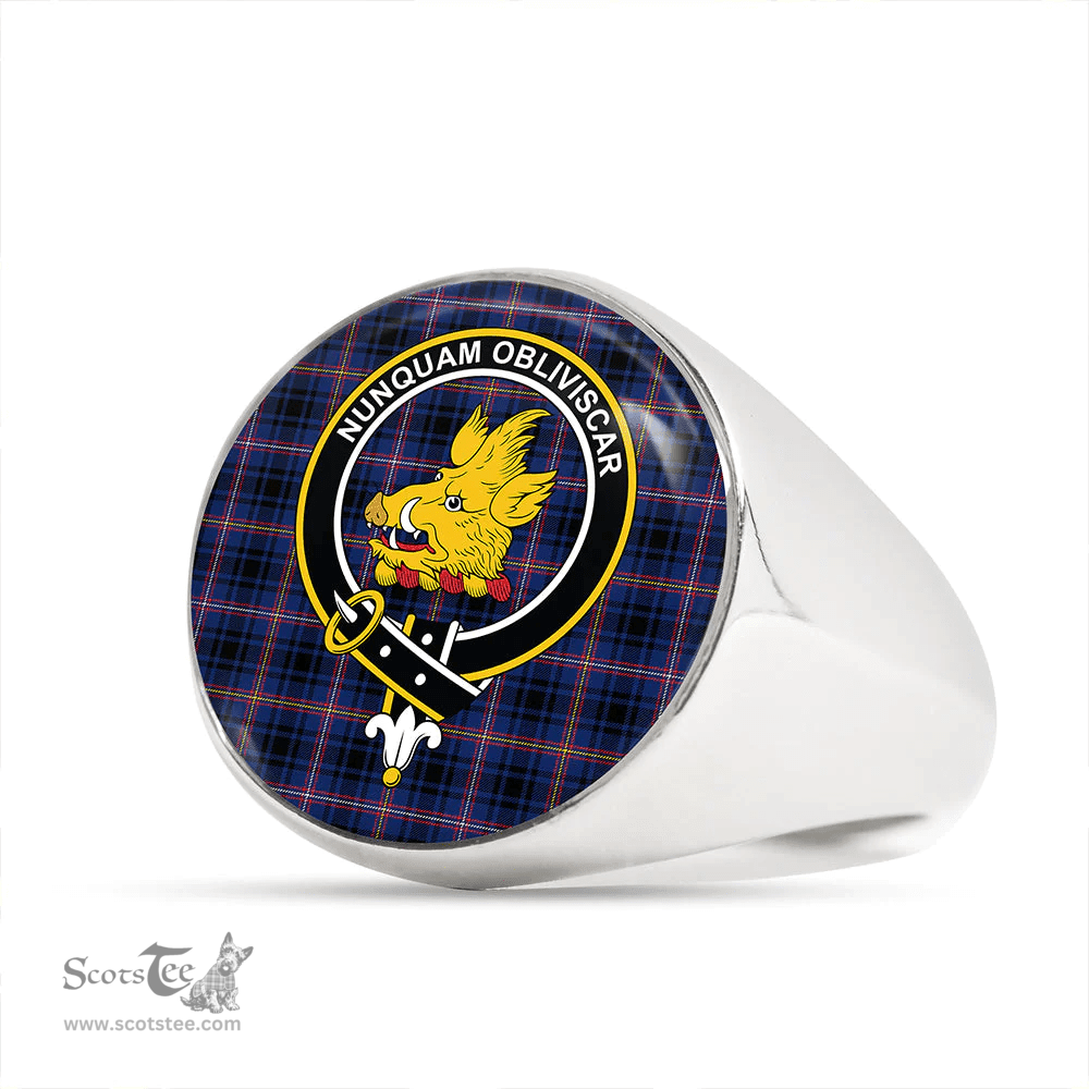 Scottish MacIver of Strome Modern Clan Tartan Ring - Crest Classic Scottish Plaid Tartan Plaid