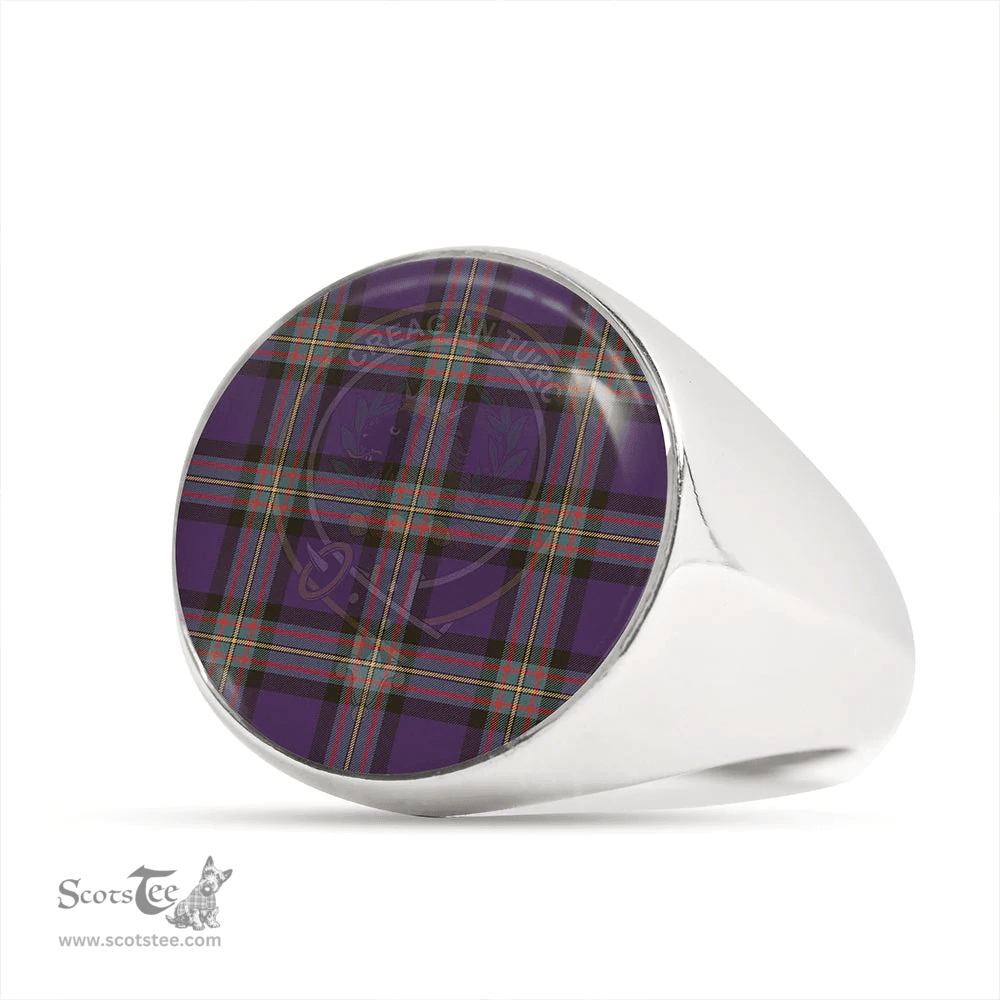 Scottish MacLaren of Broich Weathered Clan Tartan Ring - Crest Classic Scottish Plaid Tartan Plaid